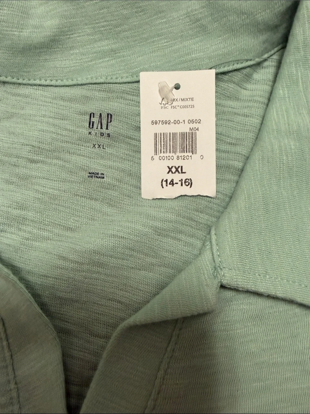NWT Boys Gap Kids Polo, light green, size YXXL (14-16)